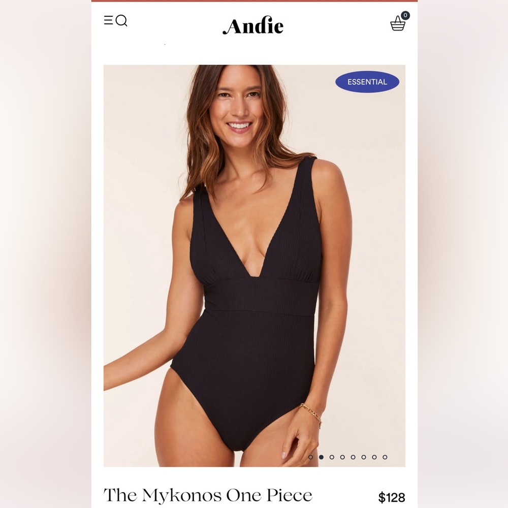Brand new with tags, Andie Swim Mykonos One piece, black ribbed, size large